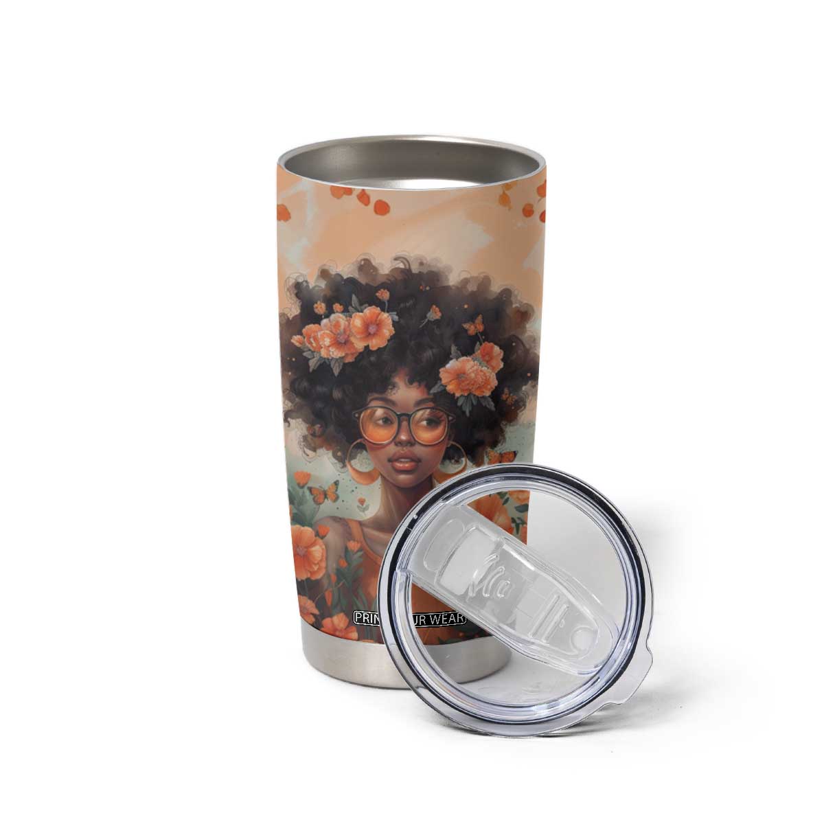 Black Woman And Flowers Field Personalized Tumbler Cup TS04 Print Your Wear