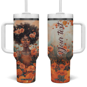 Black Woman And Flowers Field Personalized Tumbler With Handle TS04 One Size: 40 oz Multicolor Print Your Wear