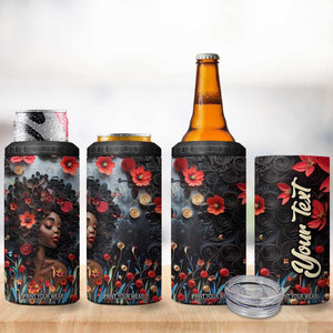 Black Woman Floral Quilling Art 4 in 1 Can Cooler Tumbler TS04 Print Your Wear