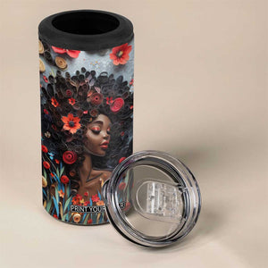 Black Woman Floral Quilling Art 4 in 1 Can Cooler Tumbler TS04 Print Your Wear