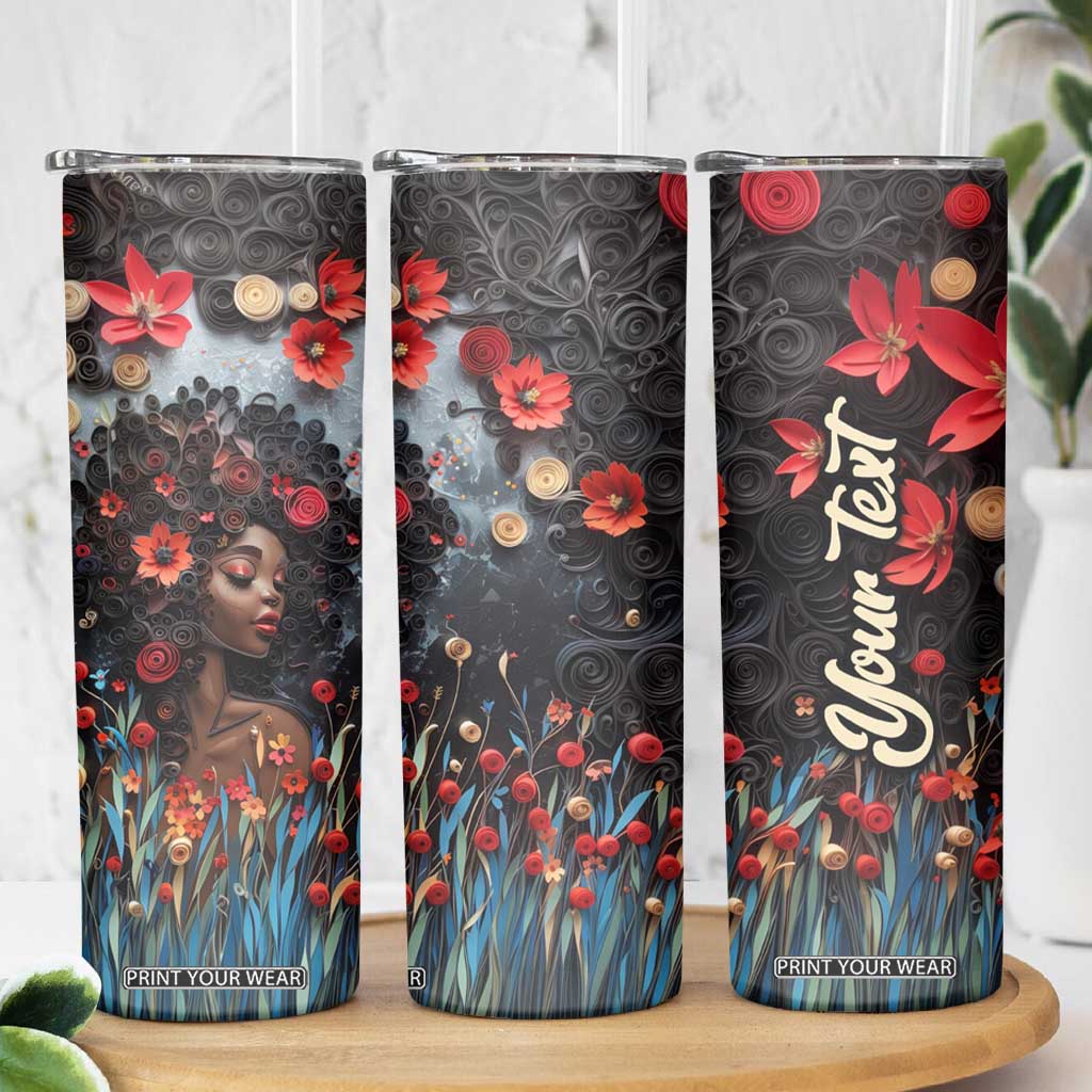 Black Woman Floral Quilling Art Skinny Tumbler TS04 Print Your Wear