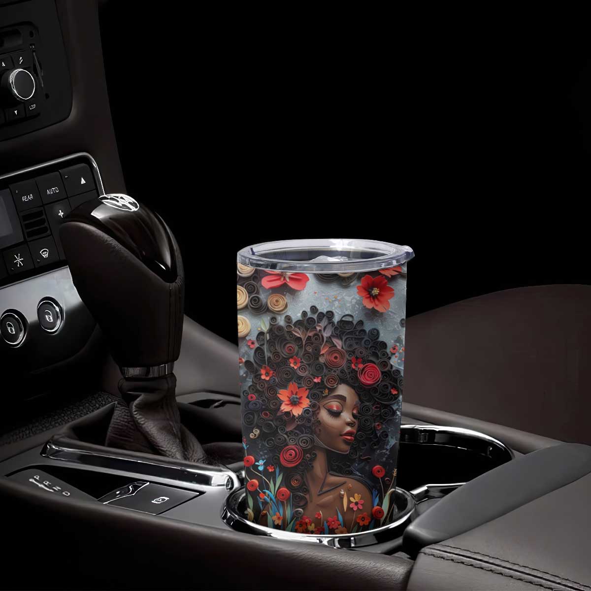 Black Woman Floral Quilling Art Tumbler Cup TS04 Print Your Wear