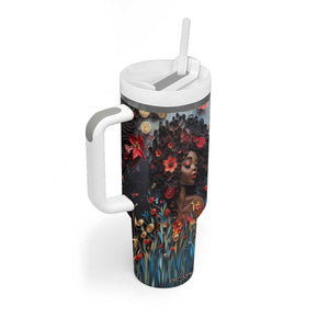 Black Woman Floral Quilling Art Tumbler With Handle TS04 Print Your Wear
