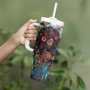 Black Woman Floral Quilling Art Tumbler With Handle TS04 Print Your Wear
