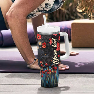 Black Woman Floral Quilling Art Tumbler With Handle TS04 Print Your Wear
