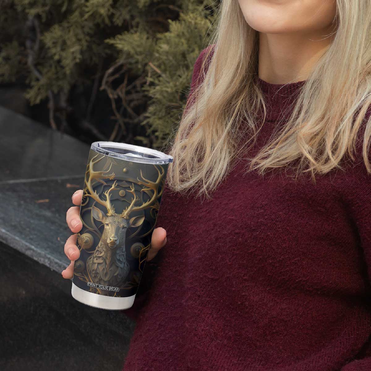 Viking Celtic Deer Golden Style Tumbler Cup Personalized TS04 Print Your Wear