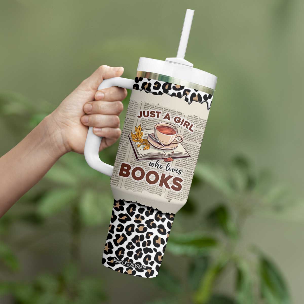 Just A Girl Who Loves Books Tumbler With Handle Personalized TS04 Print Your Wear