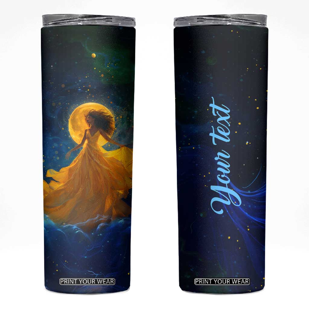 Black Woman Dancing In Starry Night Skinny Tumbler TS04 Blue Print Your Wear