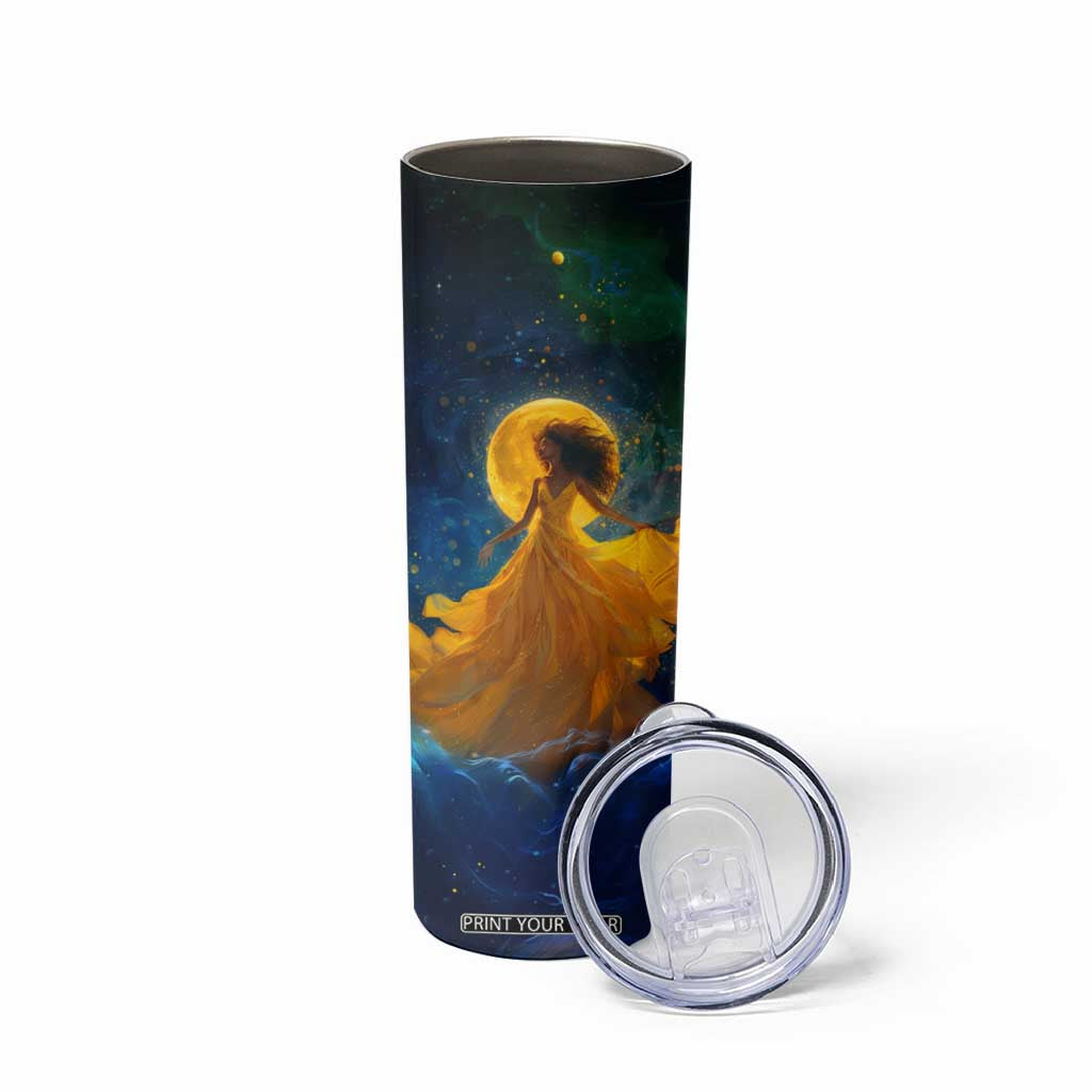 Black Woman Dancing In Starry Night Skinny Tumbler TS04 Print Your Wear