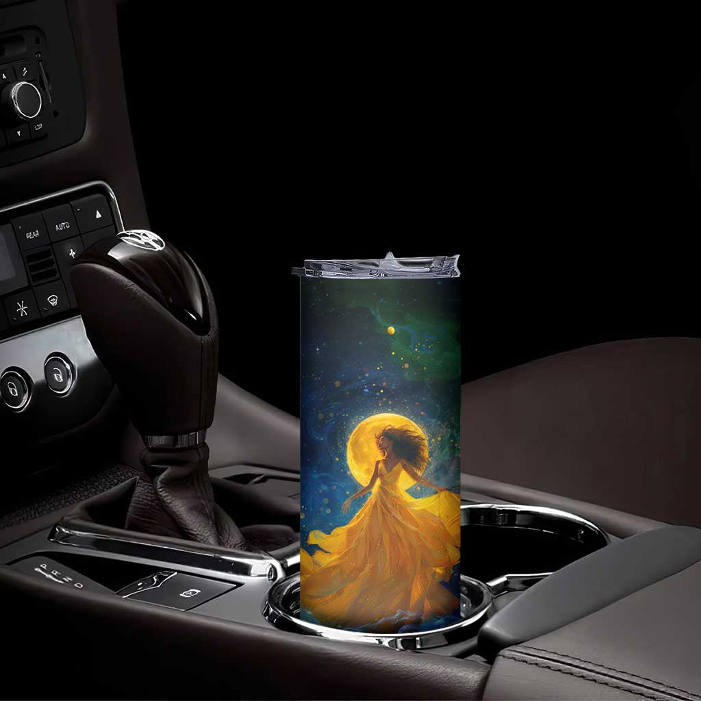 Black Woman Dancing In Starry Night Skinny Tumbler TS04 Print Your Wear