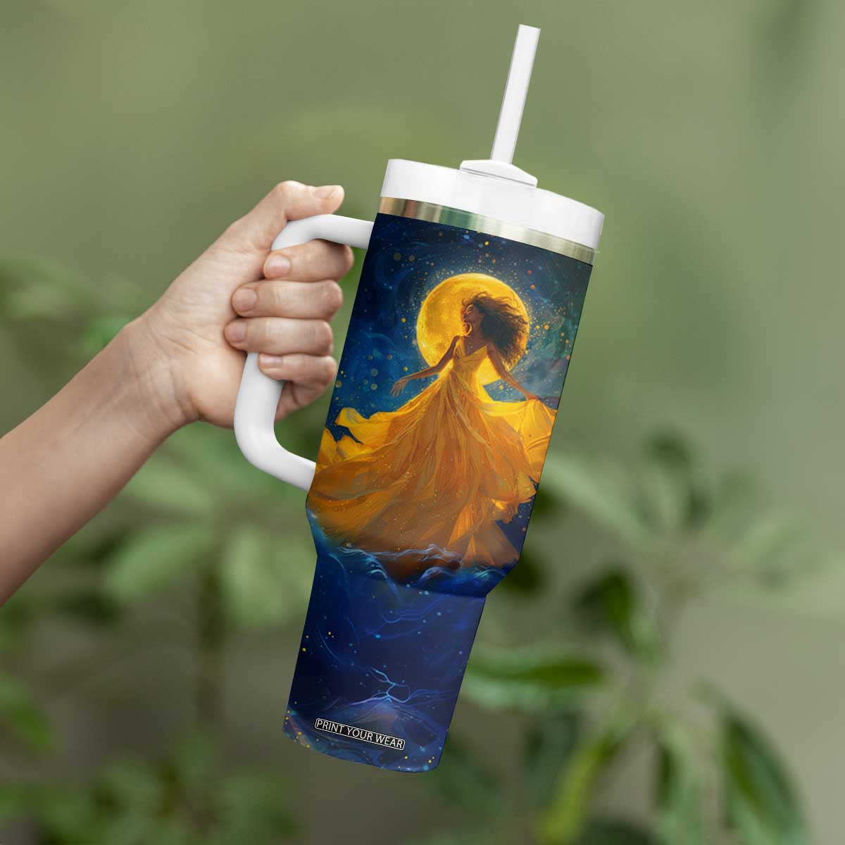 Black Woman Dancing In Starry Night Tumbler With Handle TS04 Print Your Wear