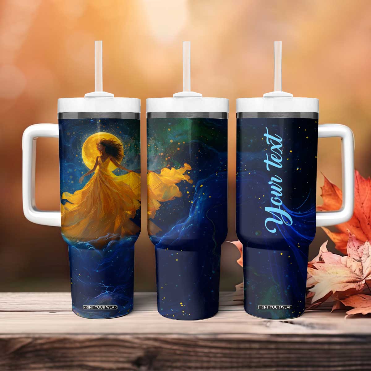 Black Woman Dancing In Starry Night Tumbler With Handle TS04 Print Your Wear