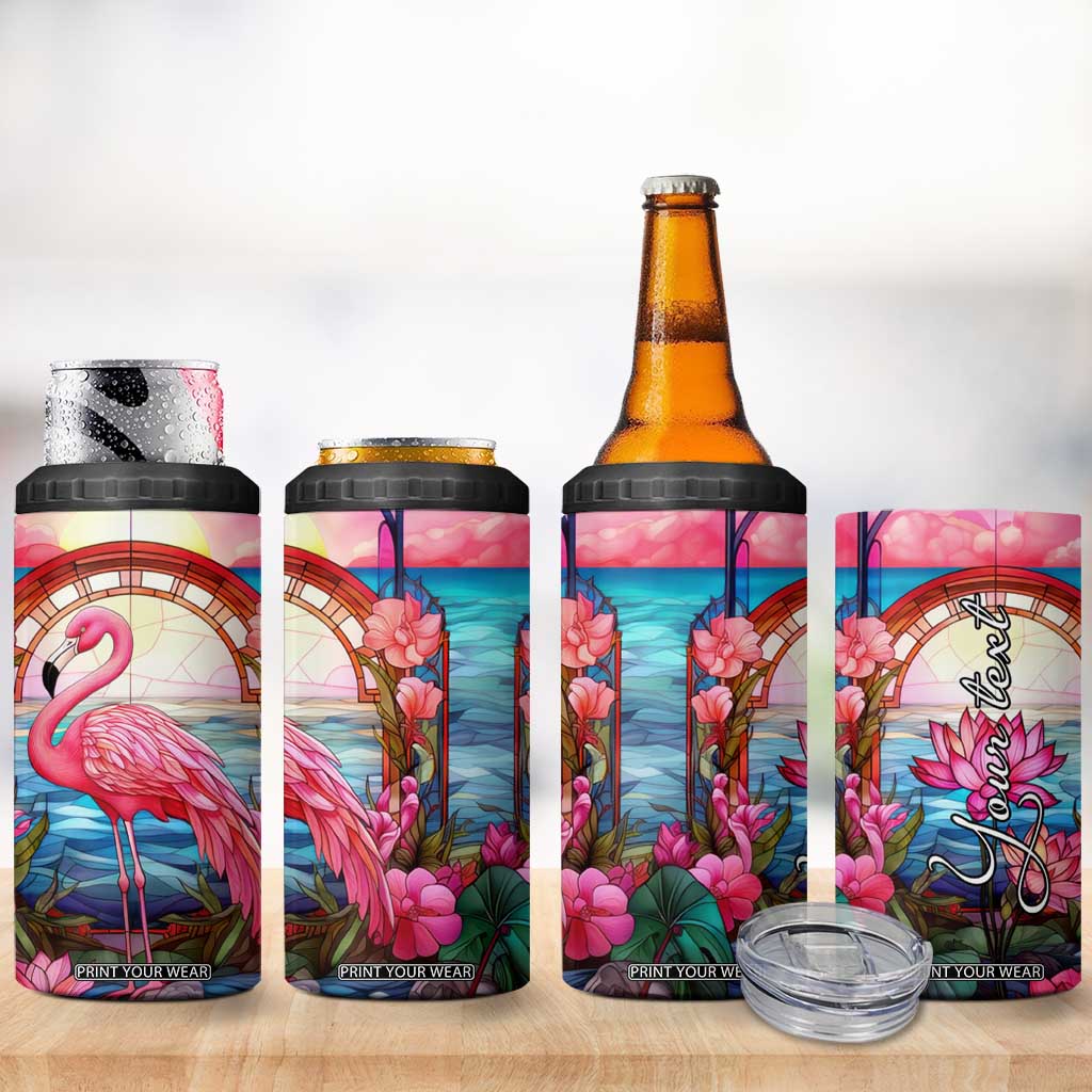 Flamingo Mosaic Tropical Garden 4 in 1 Can Cooler Tumbler Personalized TS04 Print Your Wear