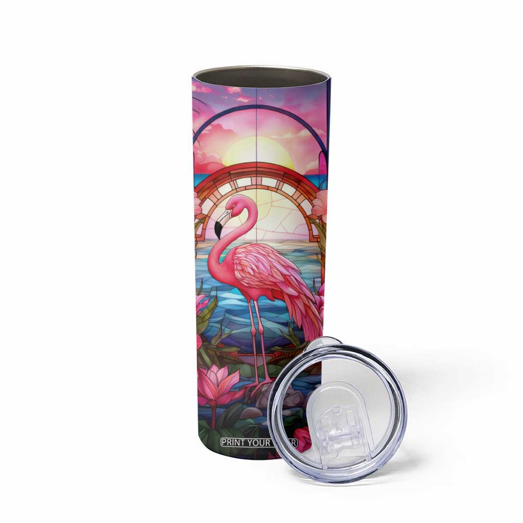 Flamingo Mosaic Tropical Garden Skinny Tumbler Personalized TS04 Print Your Wear