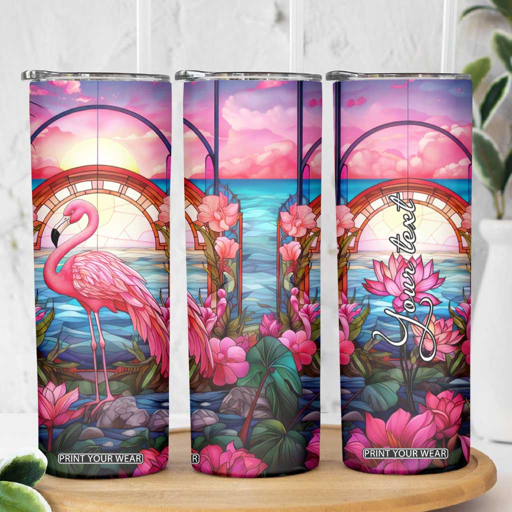 Flamingo Mosaic Tropical Garden Skinny Tumbler Personalized TS04 Print Your Wear