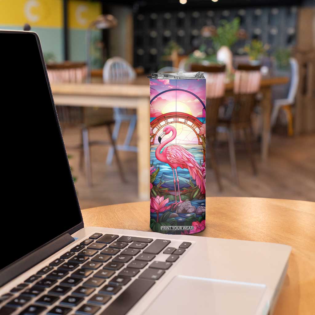 Flamingo Mosaic Tropical Garden Skinny Tumbler Personalized TS04 Print Your Wear