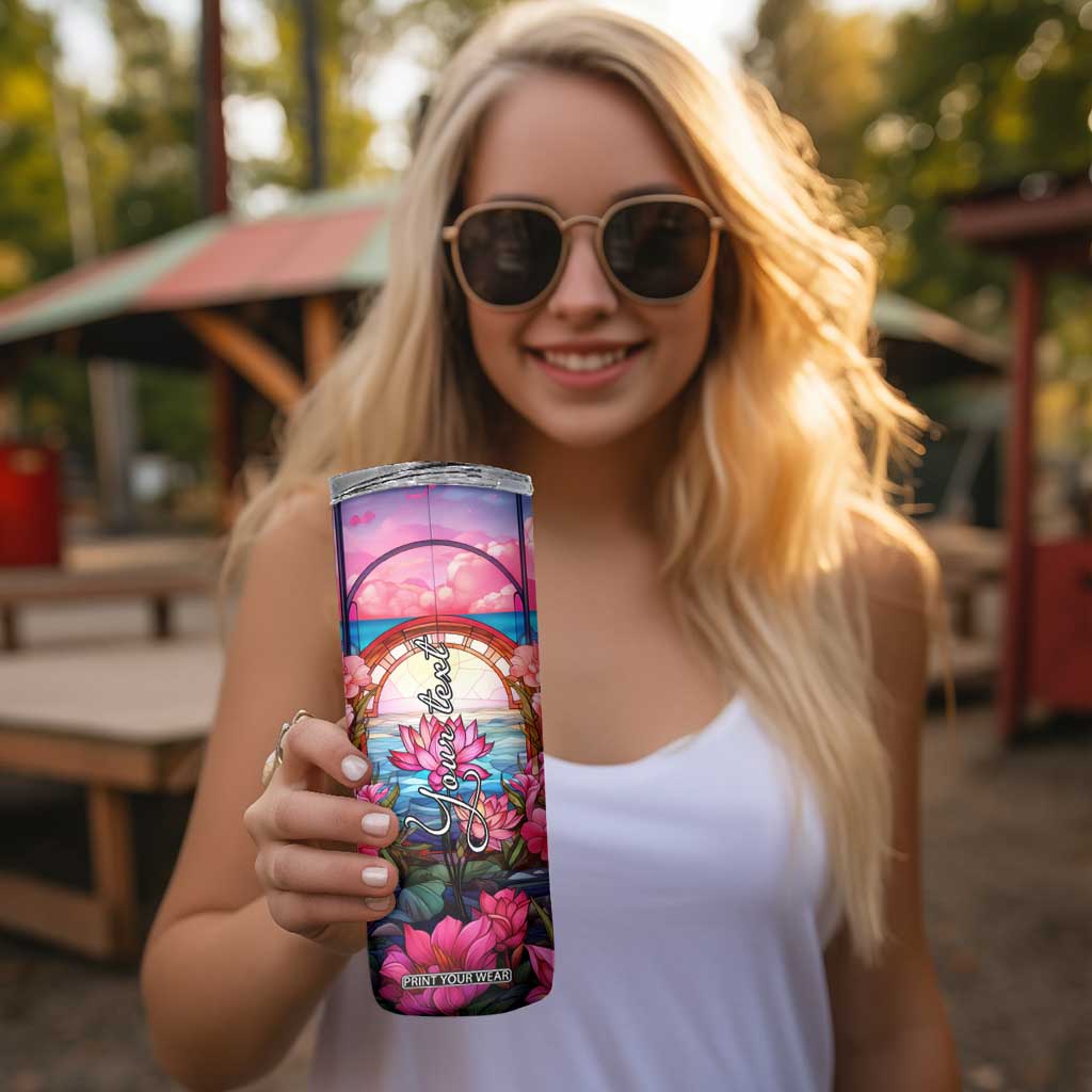 Flamingo Mosaic Tropical Garden Skinny Tumbler Personalized TS04 Print Your Wear