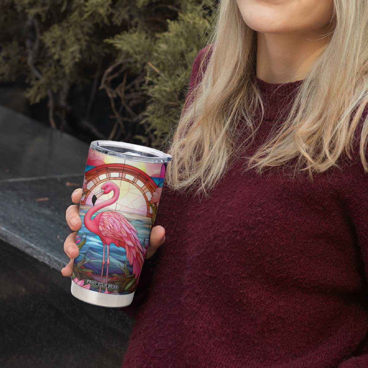 Flamingo Mosaic Tropical Garden Tumbler Cup Personalized TS04 Print Your Wear