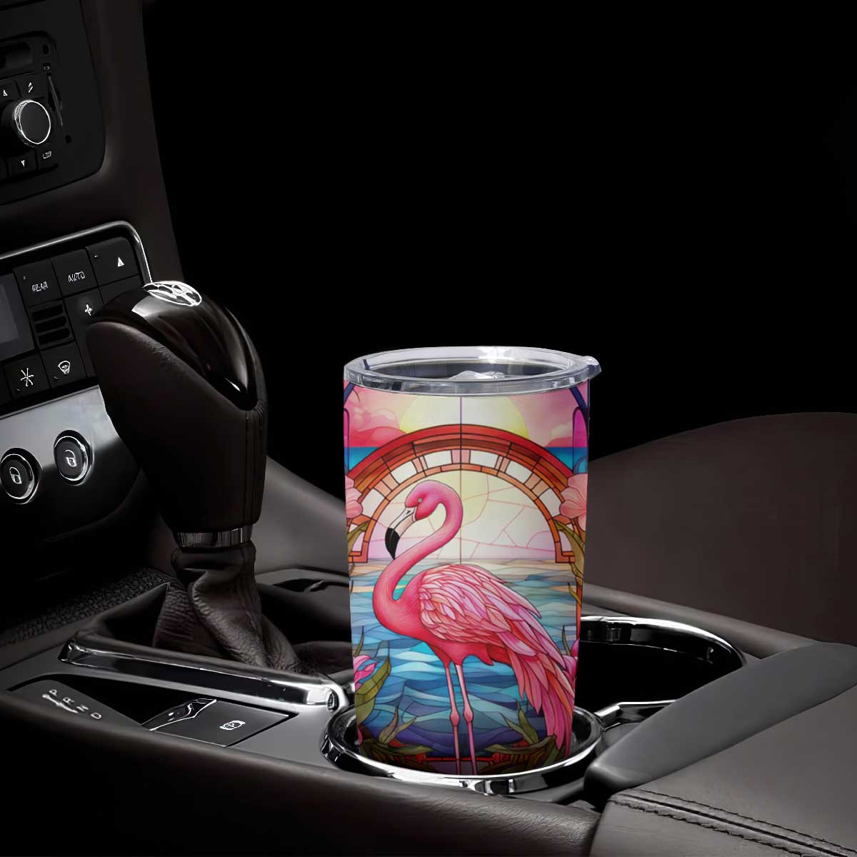 Flamingo Mosaic Tropical Garden Tumbler Cup Personalized TS04 Print Your Wear