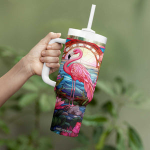 Flamingo Mosaic Tropical Garden Tumbler With Handle Personalized TS04 Print Your Wear