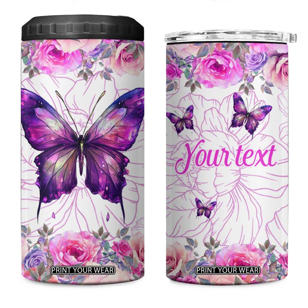 Butterfly Flowers 4 in 1 Can Cooler Tumbler Personalized TS04 One Size: 16 oz Multicolor Print Your Wear