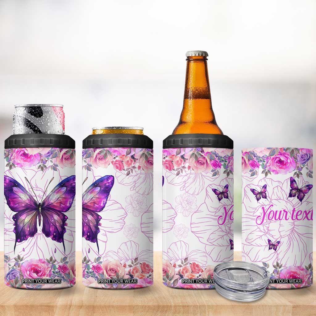 Butterfly Flowers 4 in 1 Can Cooler Tumbler Personalized TS04 Print Your Wear
