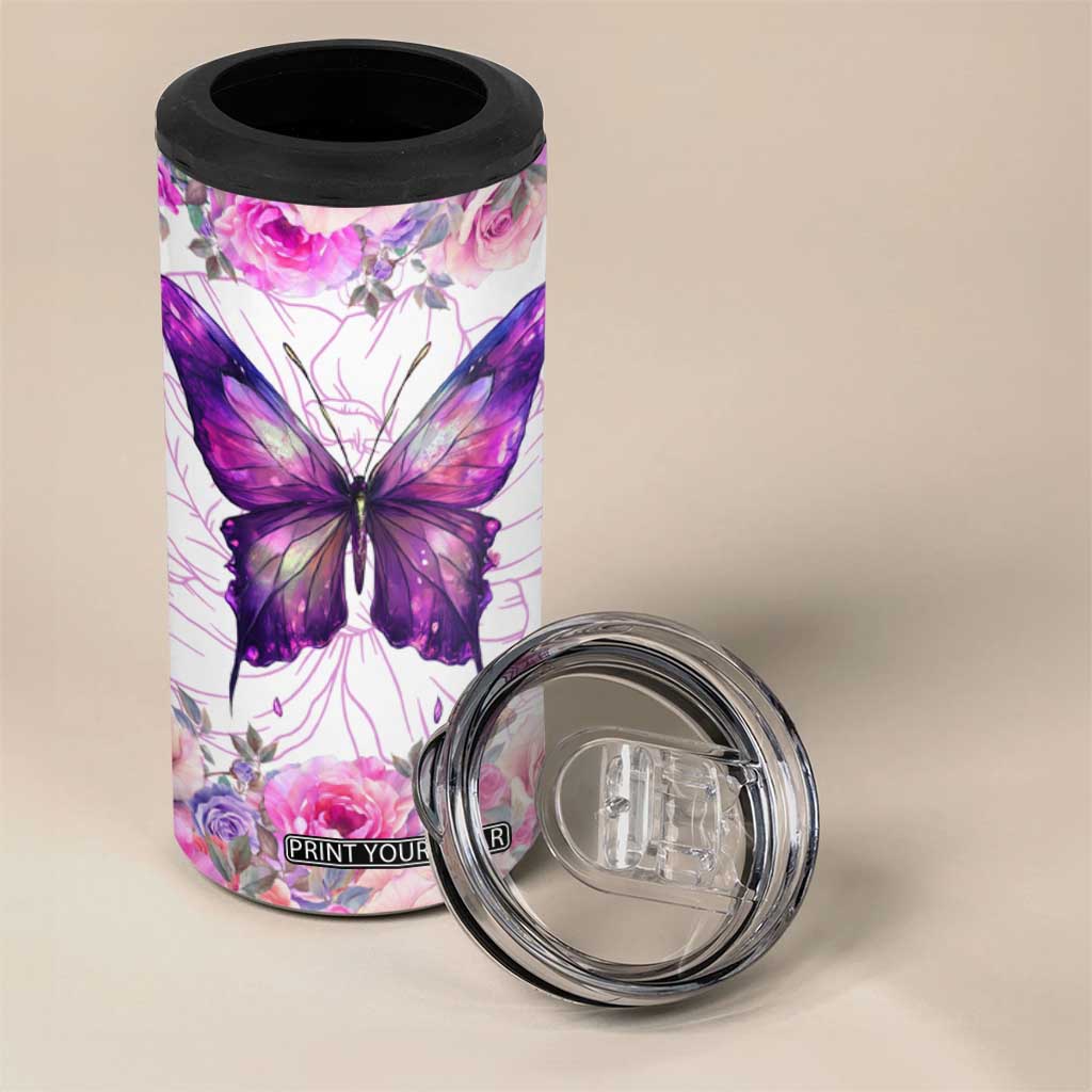 Butterfly Flowers 4 in 1 Can Cooler Tumbler Personalized TS04 Print Your Wear