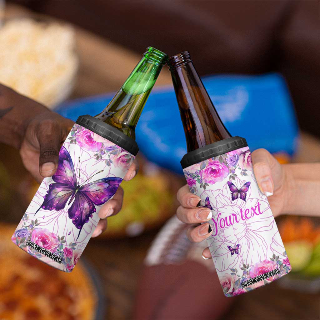 Butterfly Flowers 4 in 1 Can Cooler Tumbler Personalized TS04 Print Your Wear