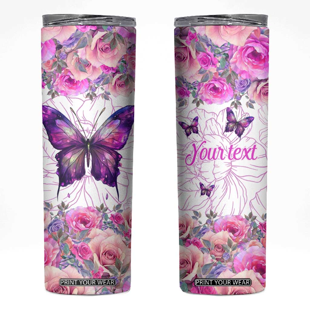 Butterfly Flowers Skinny Tumbler Personalized TS04 Multicolor Print Your Wear