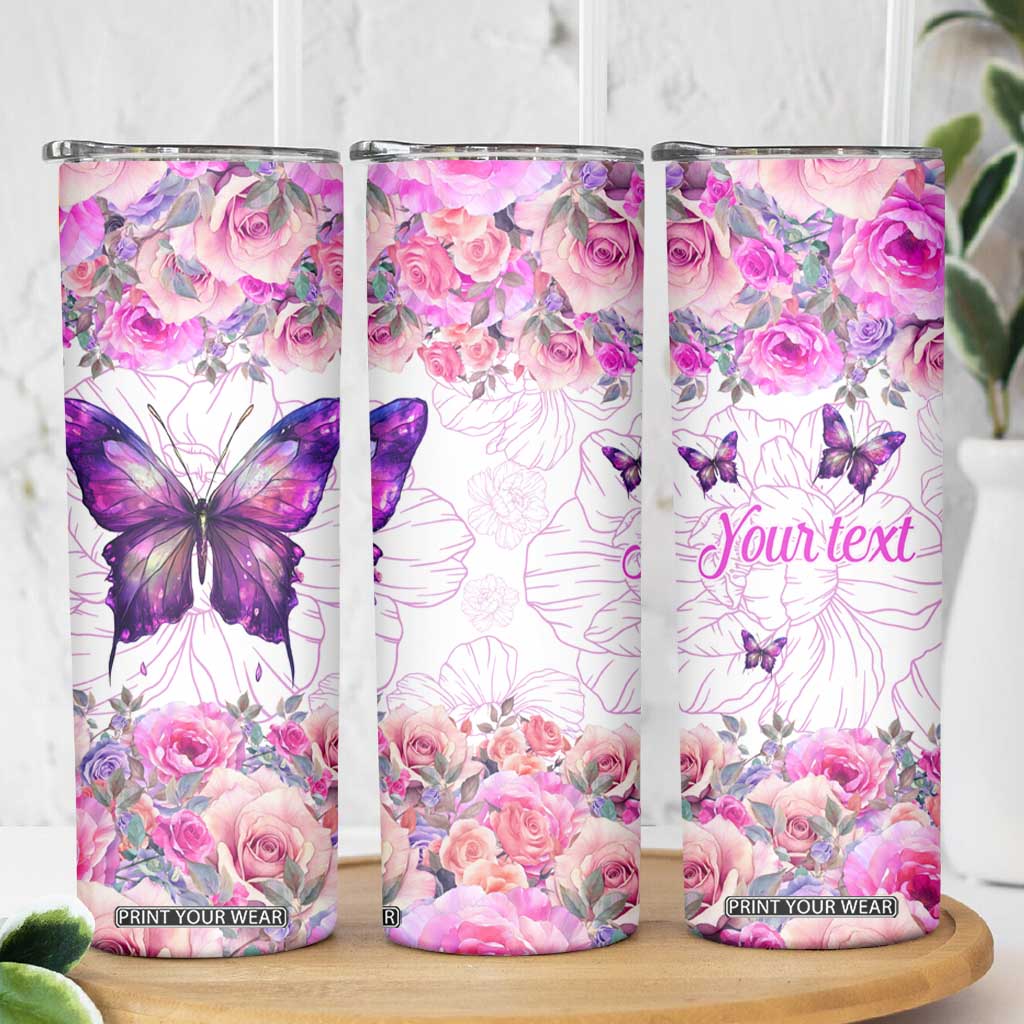 Butterfly Flowers Skinny Tumbler Personalized TS04 Print Your Wear