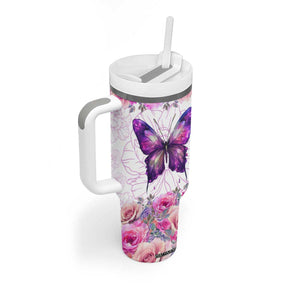 Butterfly Flowers Tumbler With Handle Personalized TS04 Print Your Wear