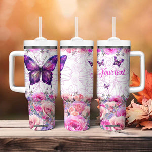 Butterfly Flowers Tumbler With Handle Personalized TS04 Print Your Wear