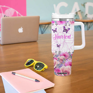 Butterfly Flowers Tumbler With Handle Personalized TS04 Print Your Wear