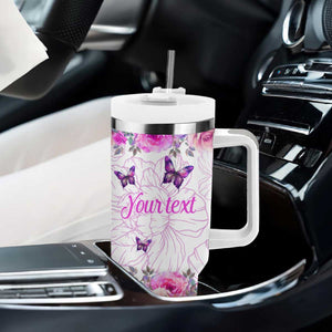 Butterfly Flowers Tumbler With Handle Personalized TS04 Print Your Wear