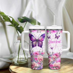 Butterfly Flowers Tumbler With Handle Personalized TS04 Print Your Wear