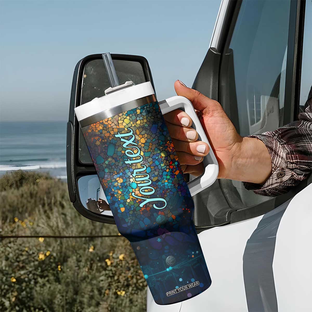 Dragonfly Colorful Tumbler With Handle Personalized TS04 Print Your Wear