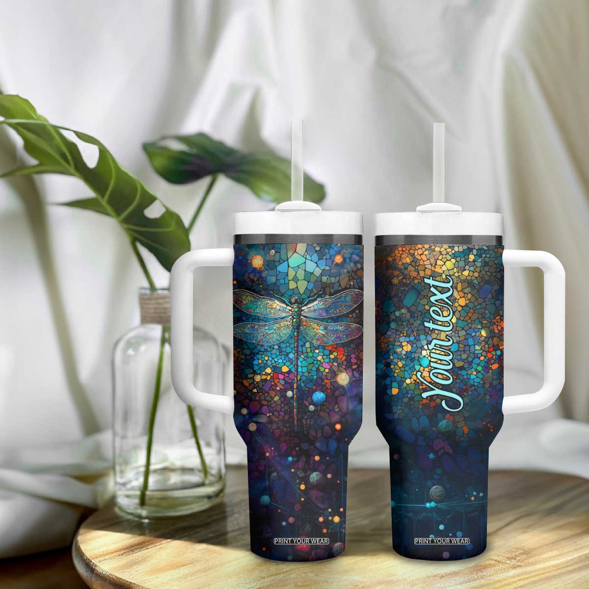 Dragonfly Colorful Tumbler With Handle Personalized TS04 Print Your Wear