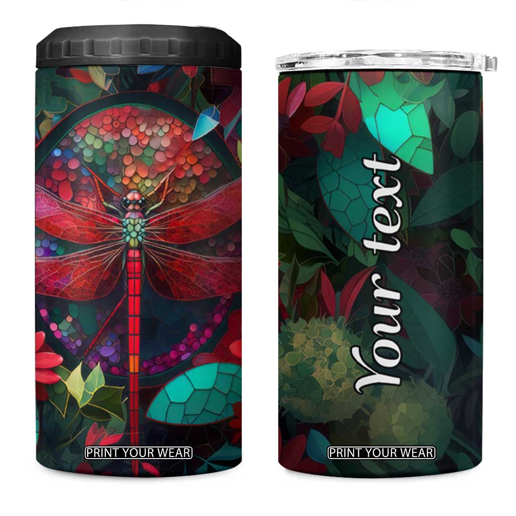 Dragonfly Ruby Mosaic 4 in 1 Can Cooler Tumbler Personalized TS04 One Size: 16 oz Multicolor Print Your Wear