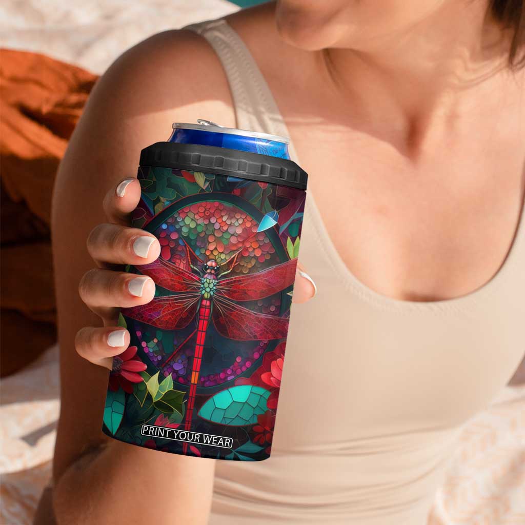 Dragonfly Ruby Mosaic 4 in 1 Can Cooler Tumbler Personalized TS04 Print Your Wear