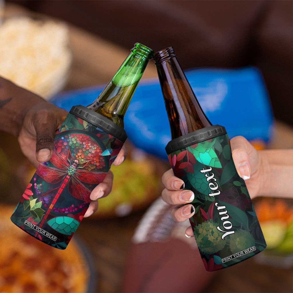 Dragonfly Ruby Mosaic 4 in 1 Can Cooler Tumbler Personalized TS04 Print Your Wear