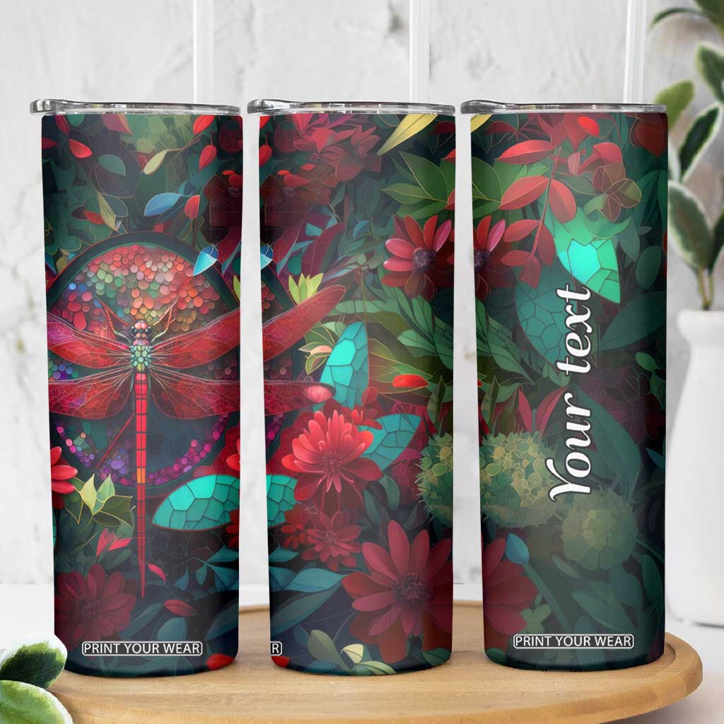 Dragonfly Ruby Mosaic Skinny Tumbler Personalized TS04 Print Your Wear