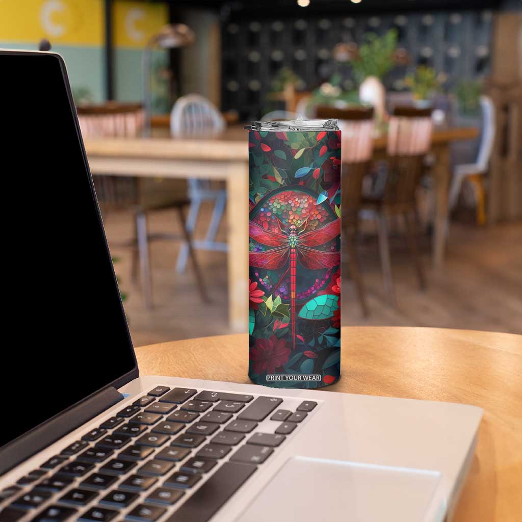 Dragonfly Ruby Mosaic Skinny Tumbler Personalized TS04 Print Your Wear