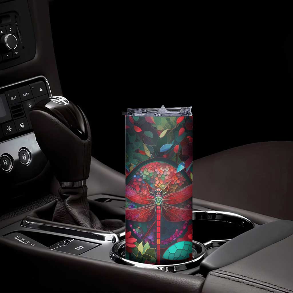 Dragonfly Ruby Mosaic Skinny Tumbler Personalized TS04 Print Your Wear