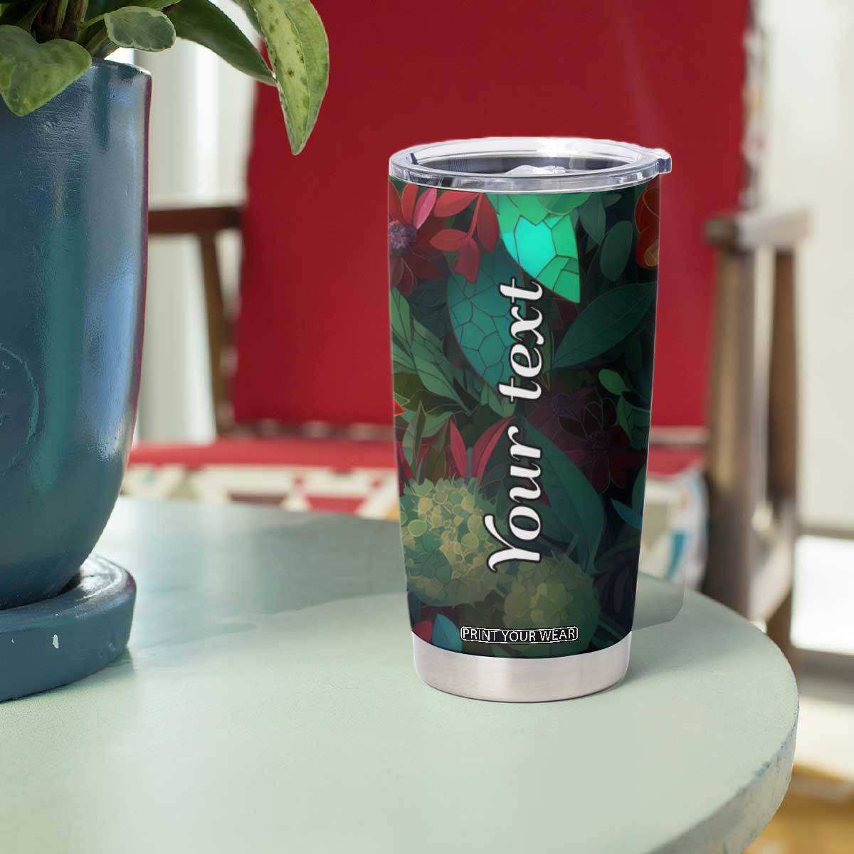 Dragonfly Ruby Mosaic Tumbler Cup Personalized TS04 Print Your Wear