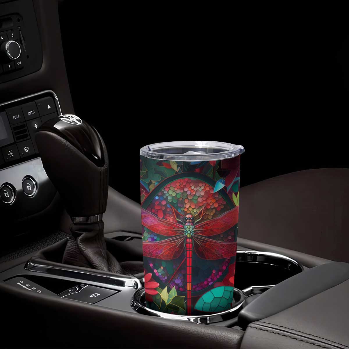 Dragonfly Ruby Mosaic Tumbler Cup Personalized TS04 Print Your Wear