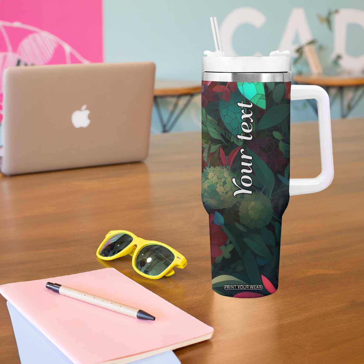 Dragonfly Ruby Mosaic Tumbler With Handle Personalized TS04 Print Your Wear