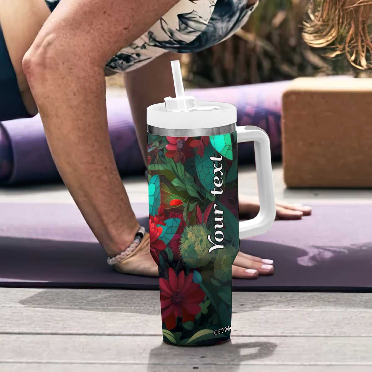 Dragonfly Ruby Mosaic Tumbler With Handle Personalized TS04 Print Your Wear