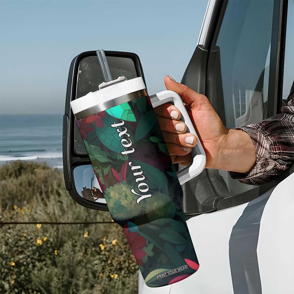 Dragonfly Ruby Mosaic Tumbler With Handle Personalized TS04 Print Your Wear