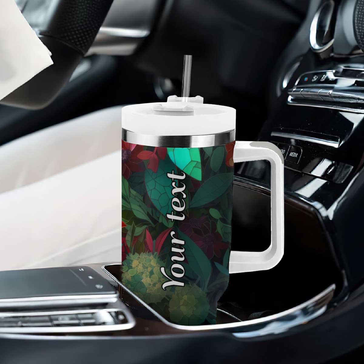 Dragonfly Ruby Mosaic Tumbler With Handle Personalized TS04 Print Your Wear