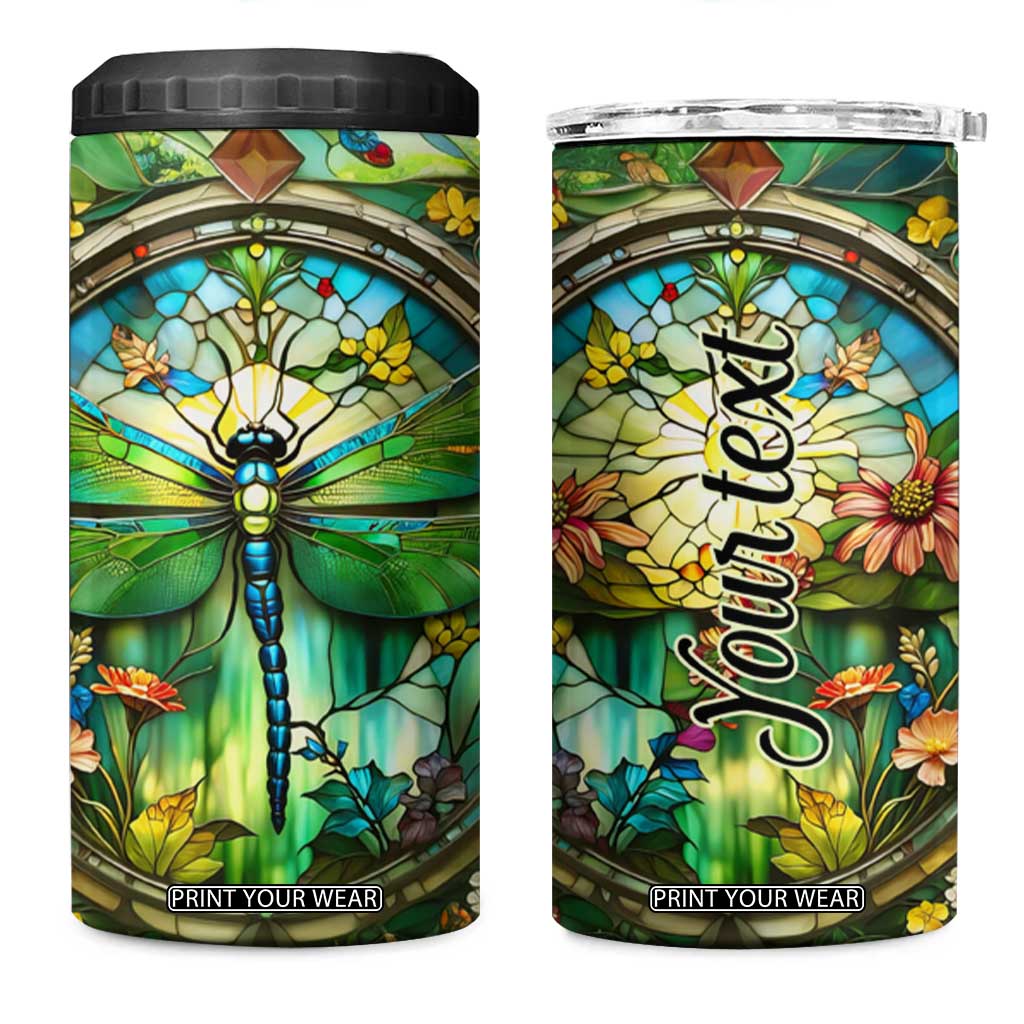 Dragonfly Peridot Crystal Mosaic 4 in 1 Can Cooler Tumbler Personalized TS04 One Size: 16 oz Multicolor Print Your Wear